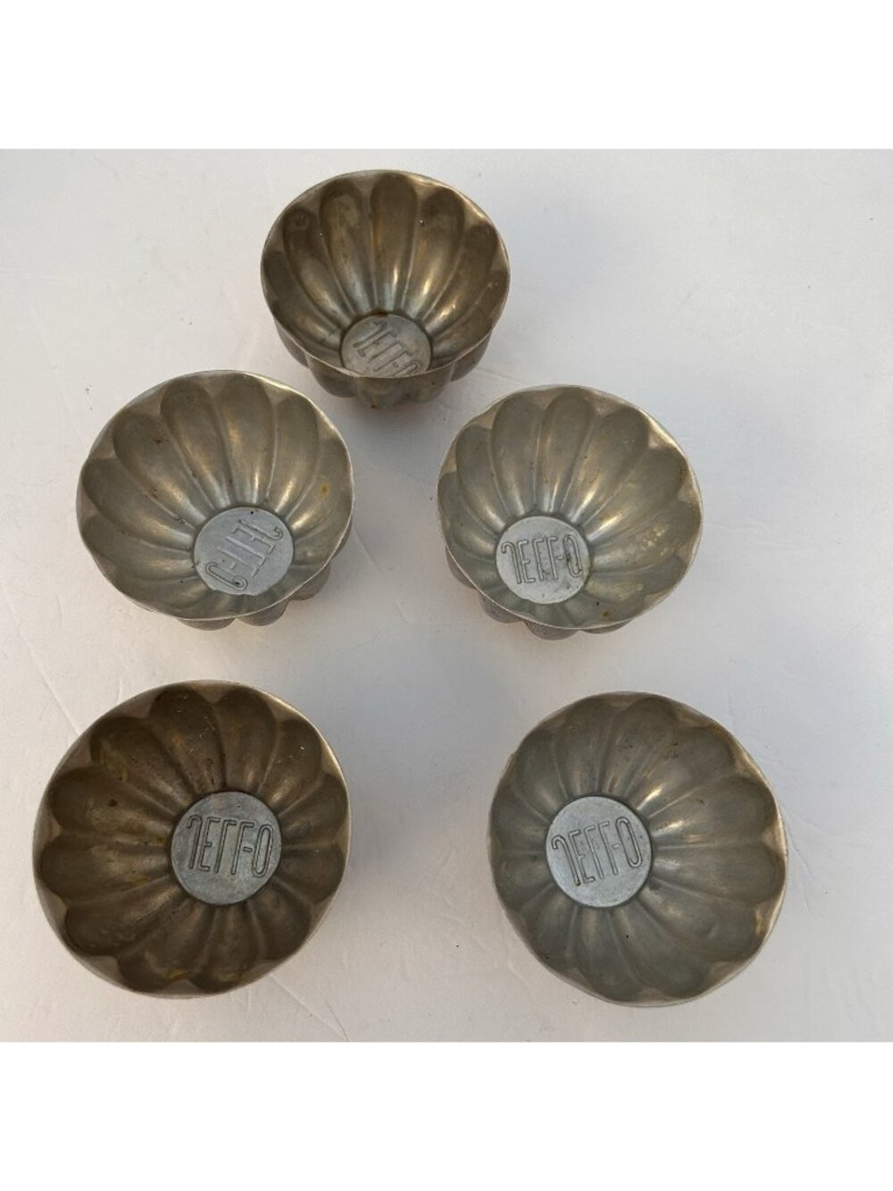 Vintage Lot of 5 Aluminum Jello Brand Molds Farmhouse Rustic Collectible 1960s
